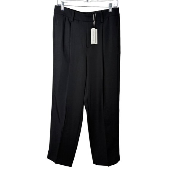 Vince Black Dress Pants Pleated-Front Elastic-Waist Womens Size M NEW - Picture 1 of 9